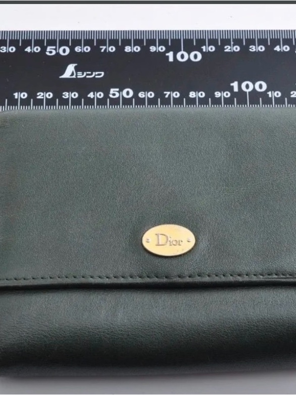 Dior Dark Green Leather Men’s Wallet with Gold Logo